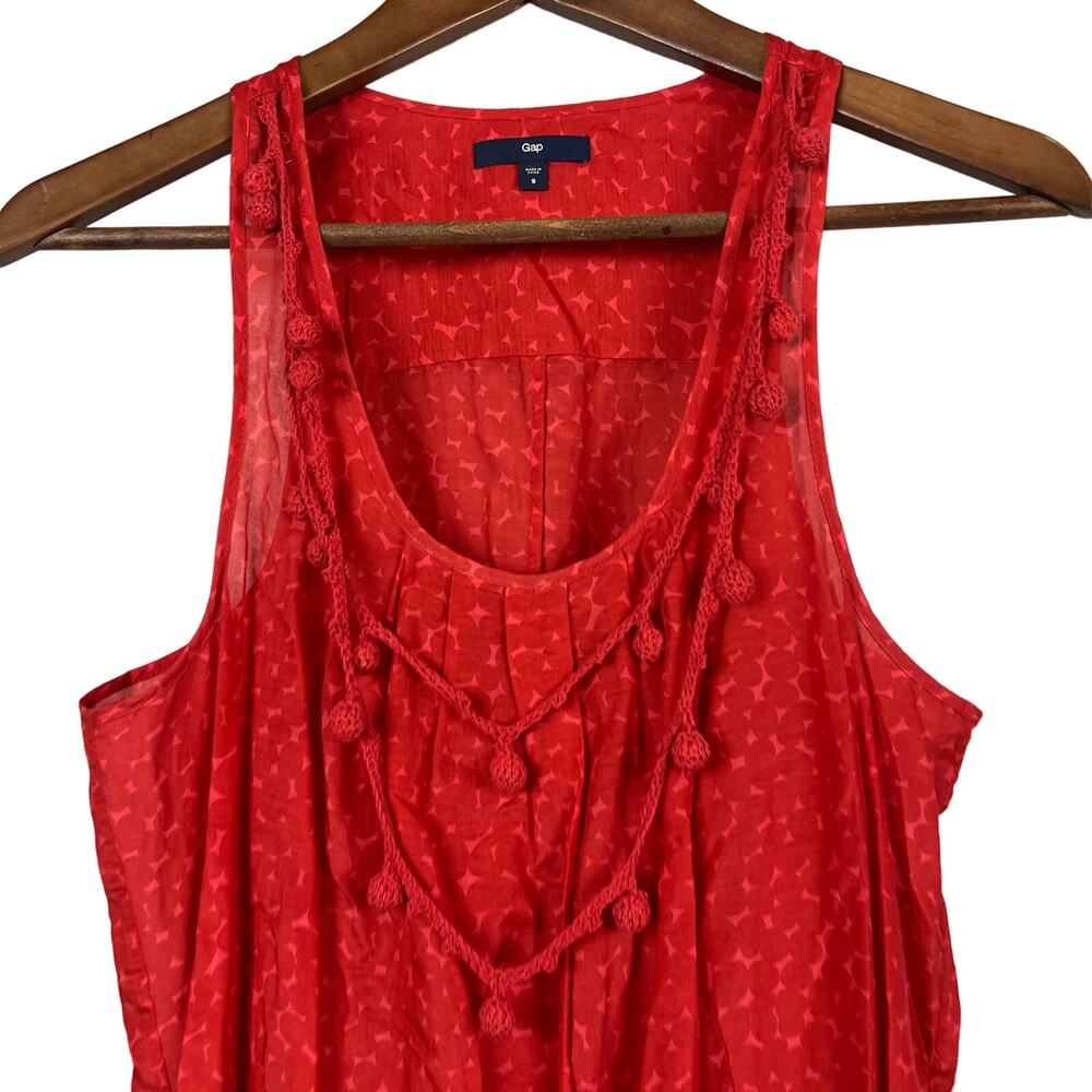 GAP Tank Sleeveless Blouse Pom Pom Trim - S